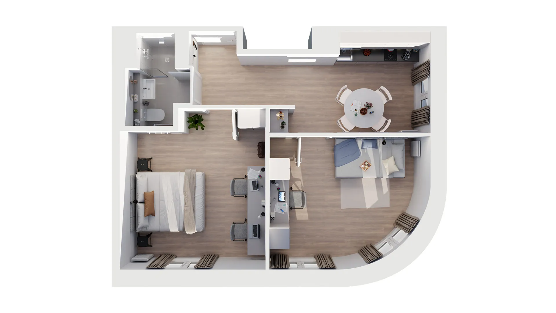 3D-Grundriss Beispiel: 3d floor plan apartment 3