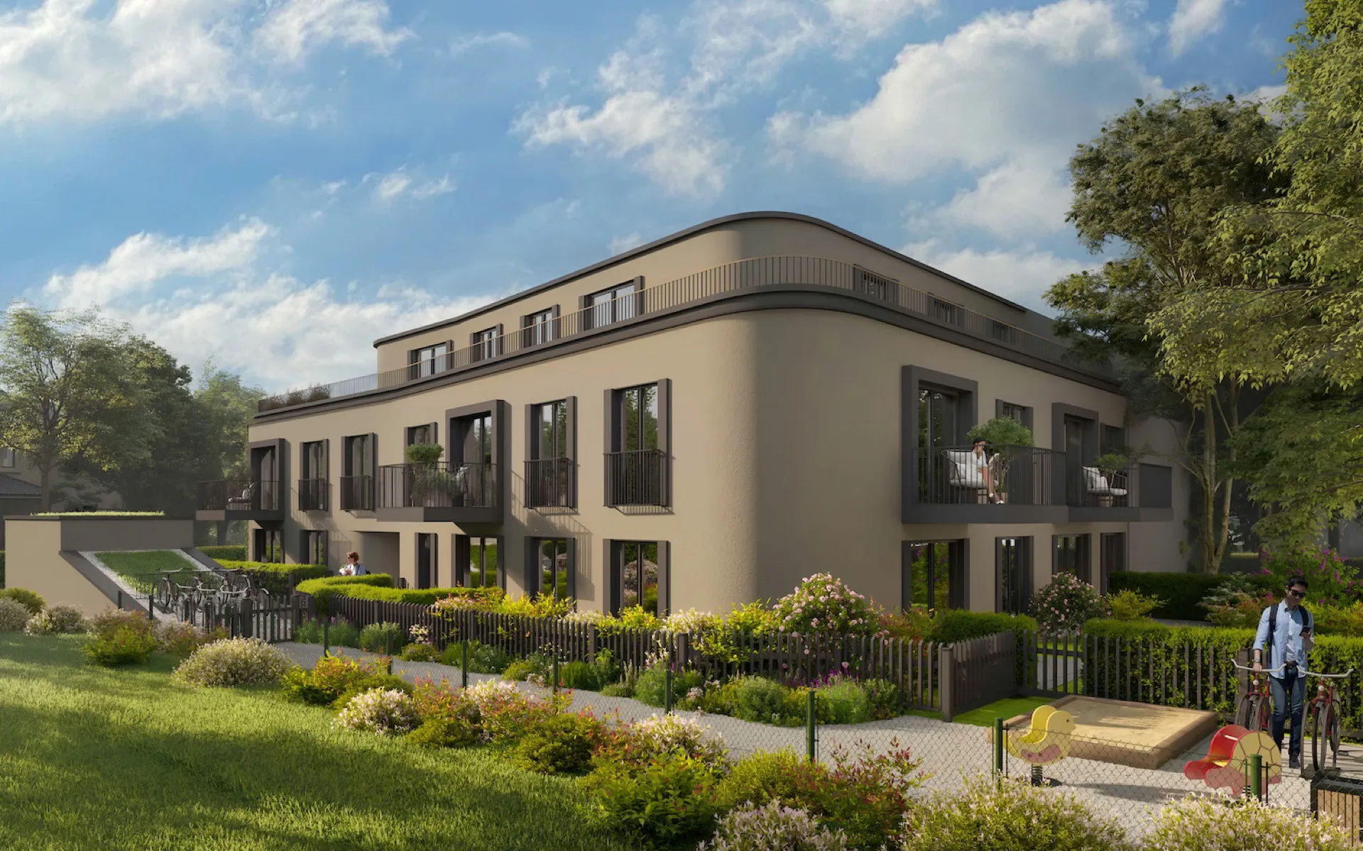 Mehrfamilienhaus Netzerstraße München, Gartenansicht