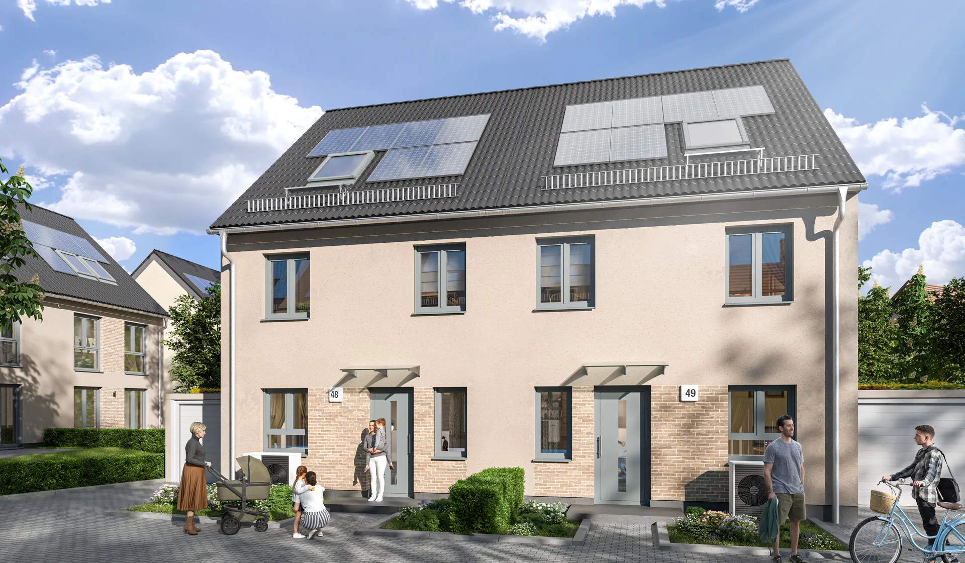 Doppelhaus Petersbogen, Straßenansicht
